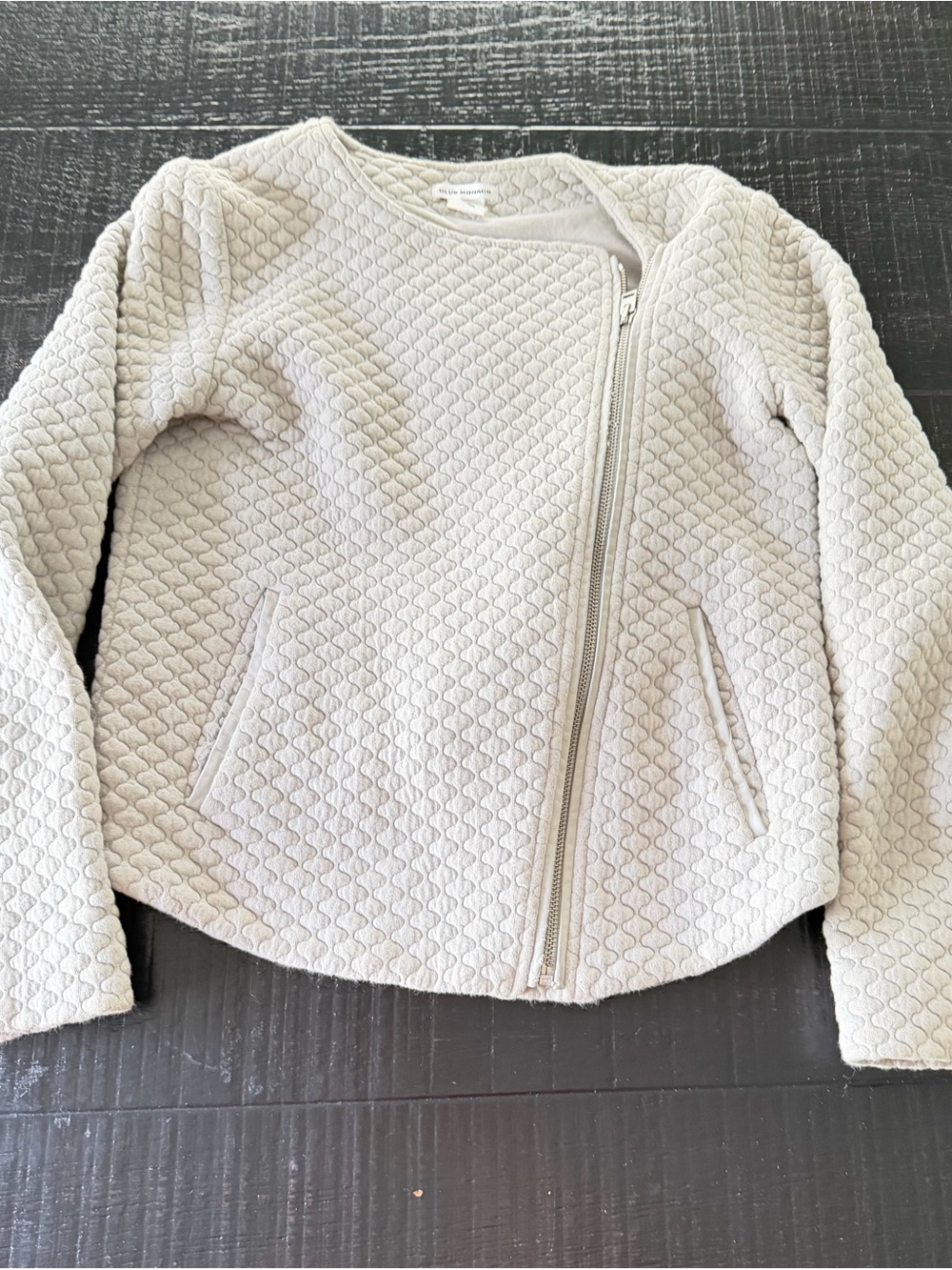 Club Monaco Quilted Asymmetrical Zip Women's Jacket in Light Gray